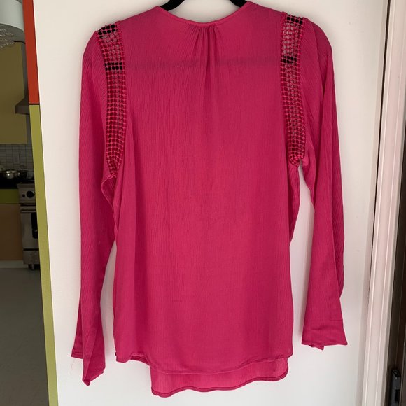 NWT Joseph A boho blouse - crochet crinkle top - Picture 7 of 10